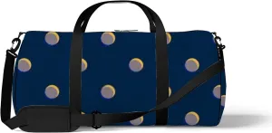 Retro Navy Blue Polka Dot Sports Bag Tote Bag Waterproof Gym Bag with Shoulder Strap Zipper 2 Side Pockets for Men and Women, Travel and Storage Shoulder Bag.