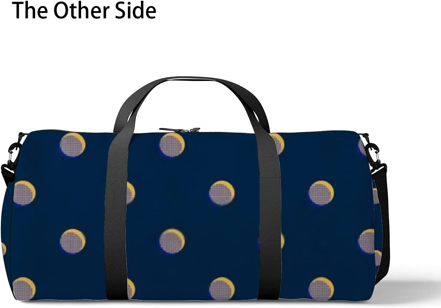 Retro Navy Blue Polka Dot Sports Bag Tote Bag Waterproof Gym Bag with Shoulder Strap Zipper 2 Side Pockets for Men and Women, Travel and Storage Shoulder Bag.