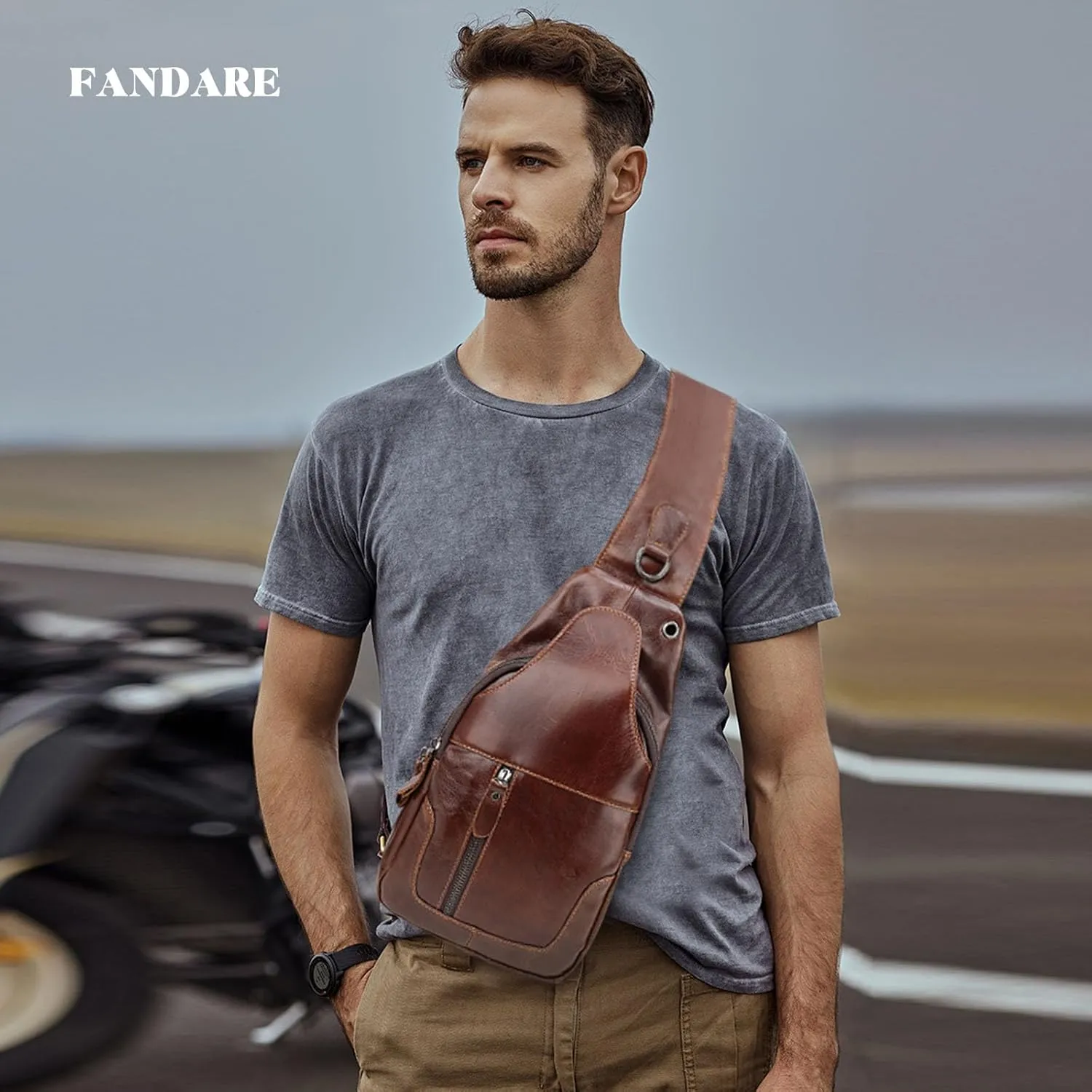 Retro Sling Bags Mens Leather Shoulder Packs Women Chest Crossbody Bags