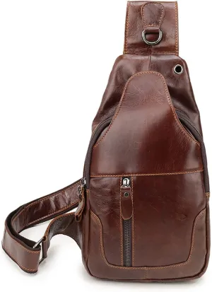 Retro Sling Bags Mens Leather Shoulder Packs Women Chest Crossbody Bags