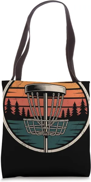 Retro Sunset Frisbee Golf Basket Disc Golf Tote Bag