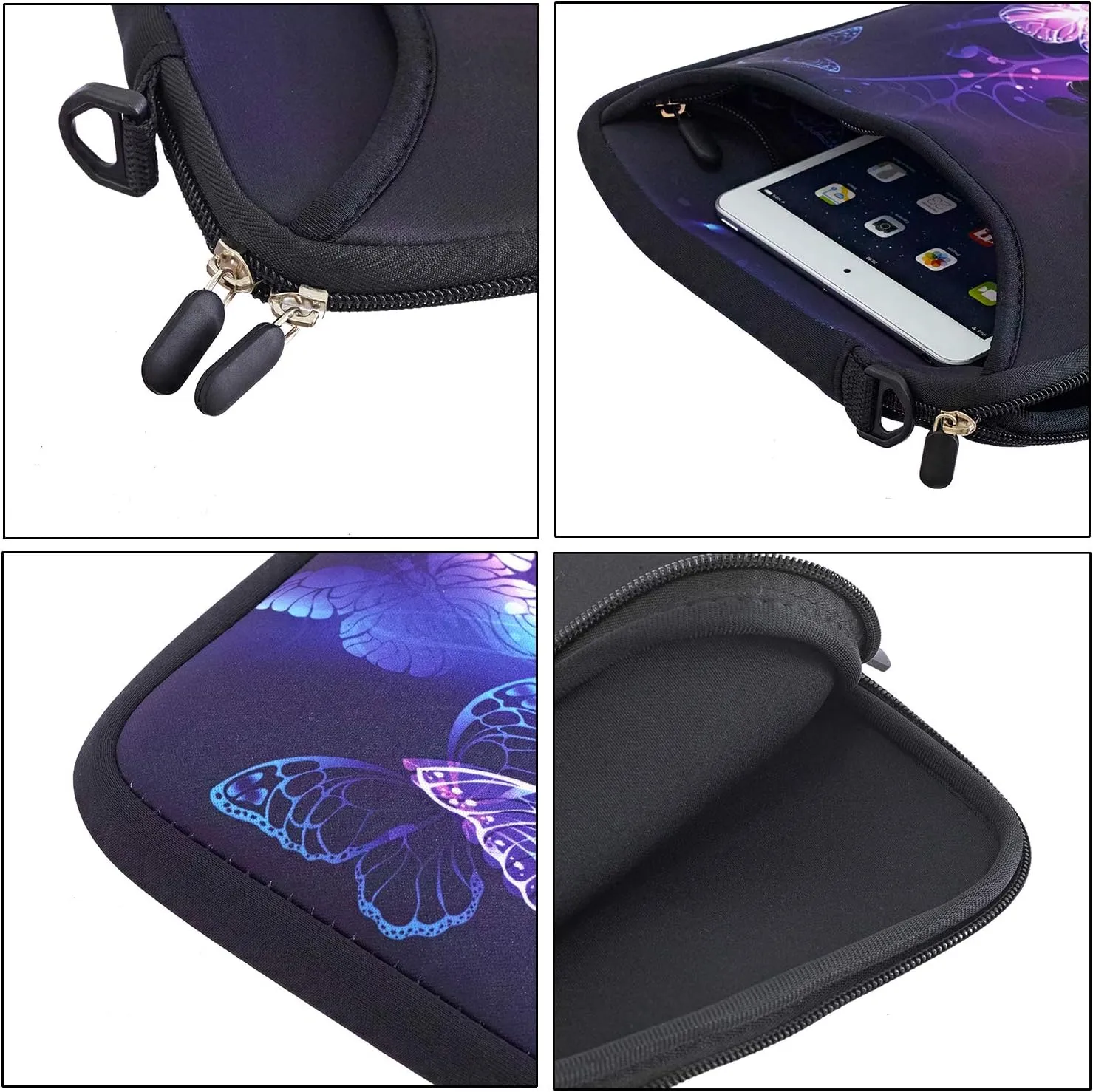 RICHEN 10 inch Messenger Bag Carrying Case with Handle Accessory Pocket Fits 7 to 10-Inch Laptops/Notebook/Kids Tablet (7-10.2 inch, Butterflies)