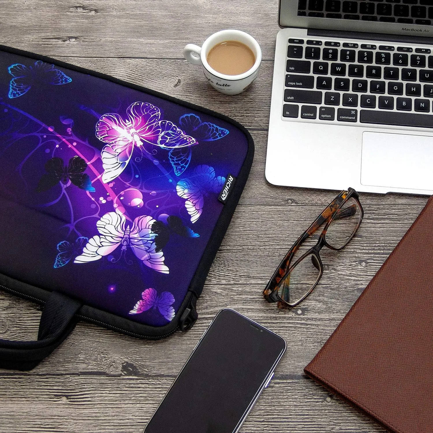 RICHEN 10 inch Messenger Bag Carrying Case with Handle Accessory Pocket Fits 7 to 10-Inch Laptops/Notebook/Kids Tablet (7-10.2 inch, Butterflies)