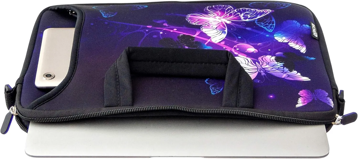 RICHEN 10 inch Messenger Bag Carrying Case with Handle Accessory Pocket Fits 7 to 10-Inch Laptops/Notebook/Kids Tablet (7-10.2 inch, Butterflies)