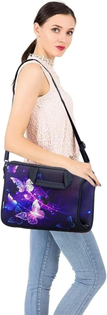 RICHEN 10 inch Messenger Bag Carrying Case with Handle Accessory Pocket Fits 7 to 10-Inch Laptops/Notebook/Kids Tablet (7-10.2 inch, Butterflies)