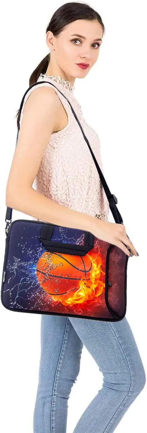 RICHEN 11 11.6 12 12.5 13 inches Case Laptop/Chromebook/Notebook PC Tablet Travel Case Neoprene Handle Sleeve with Shoulder (11-13.3 inch, Basketball Fire)