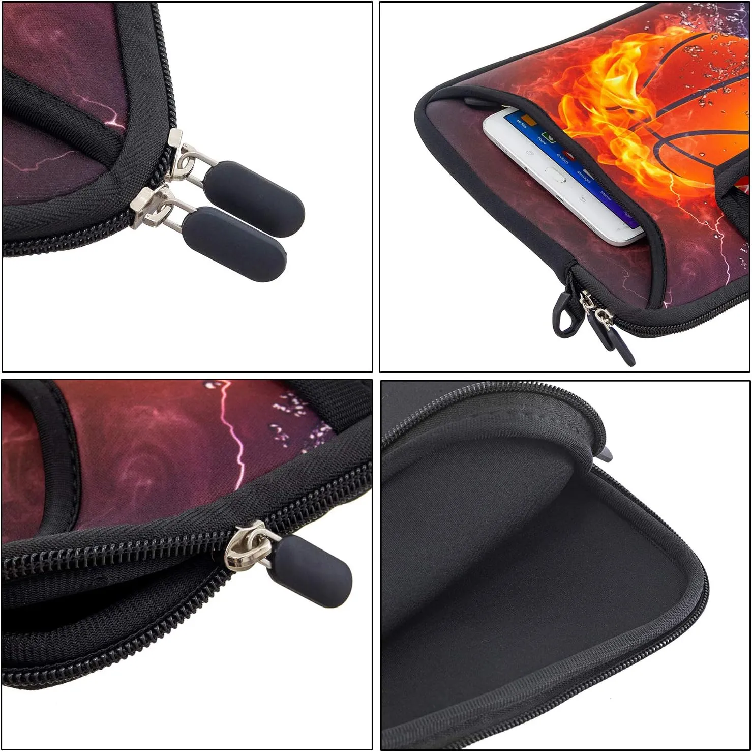RICHEN 11 11.6 12 12.5 13 inches Case Laptop/Chromebook/Notebook PC Tablet Travel Case Neoprene Handle Sleeve with Shoulder (11-13.3 inch, Basketball Fire)