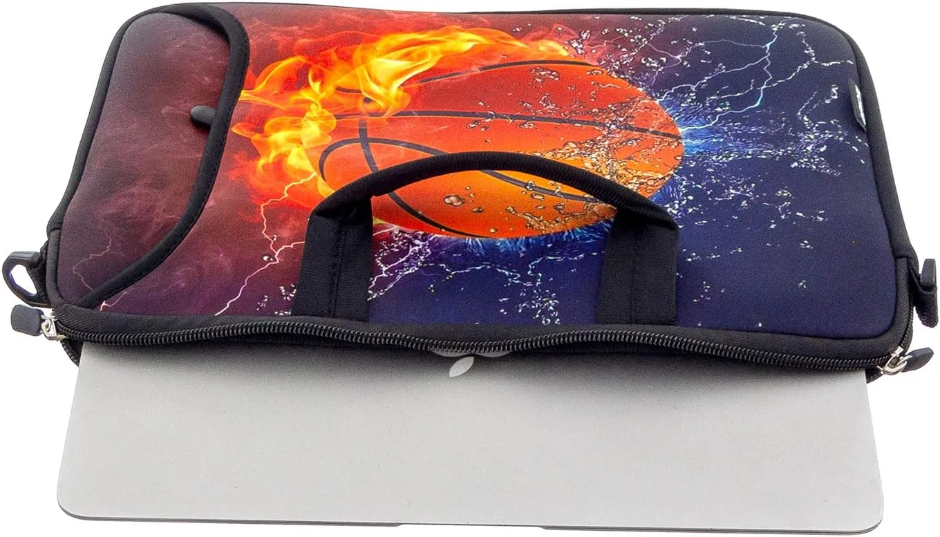 RICHEN 11 11.6 12 12.5 13 inches Case Laptop/Chromebook/Notebook PC Tablet Travel Case Neoprene Handle Sleeve with Shoulder (11-13.3 inch, Basketball Fire)