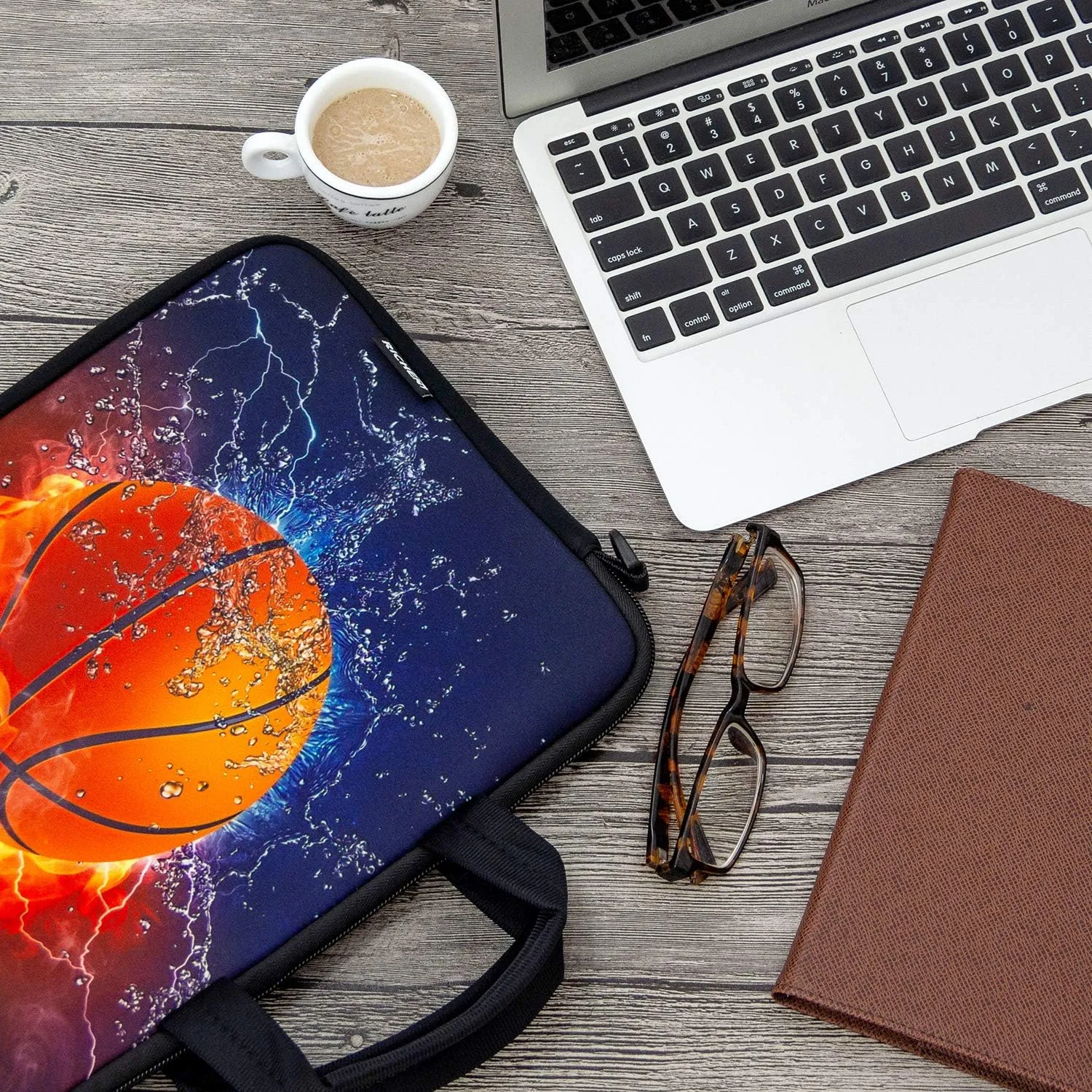 RICHEN 11 11.6 12 12.5 13 inches Case Laptop/Chromebook/Notebook PC Tablet Travel Case Neoprene Handle Sleeve with Shoulder (11-13.3 inch, Basketball Fire)
