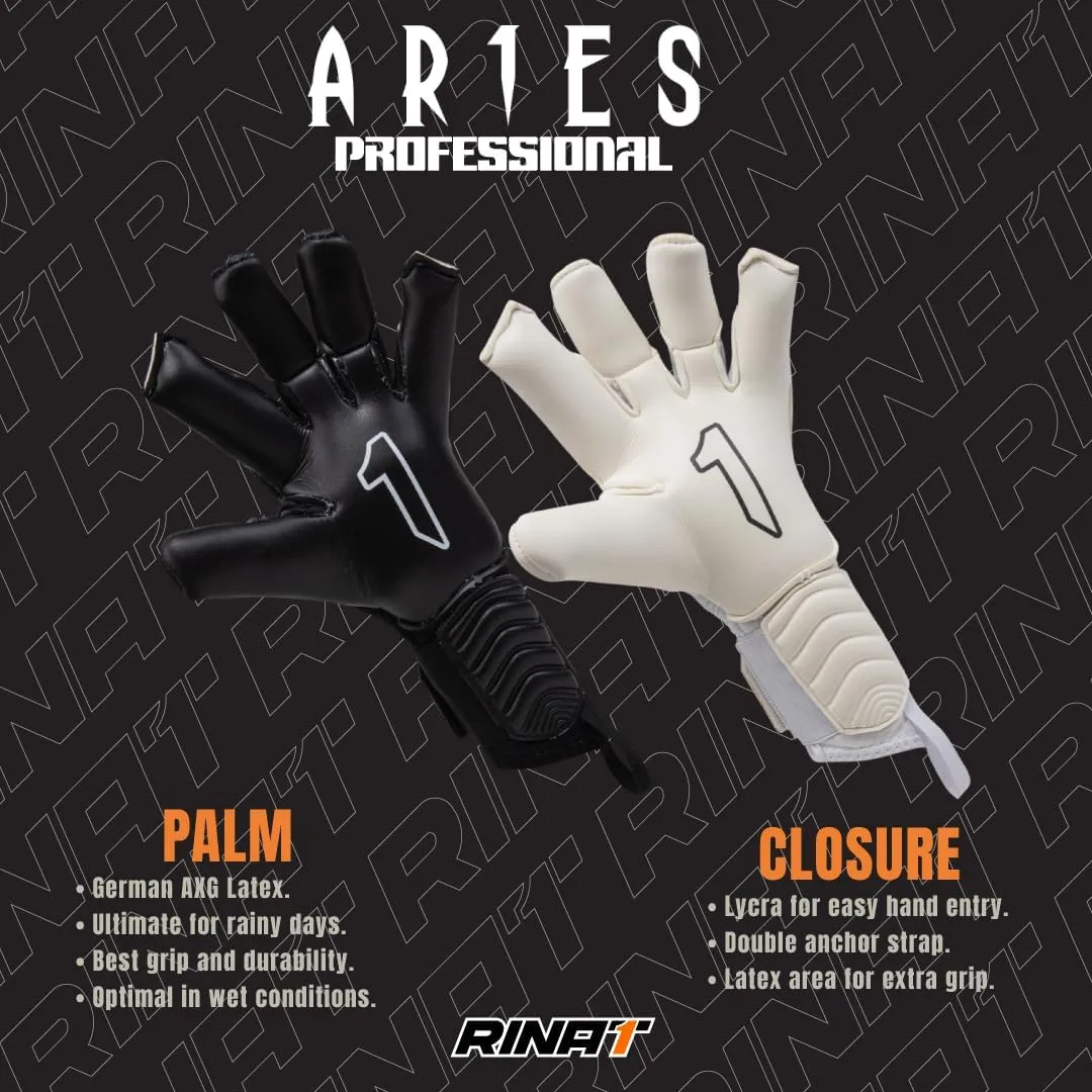 Rinat Aries Nemesis Pro Goalkeeper Gloves – Elite AXG Latex for Supreme Grip | Hybrid Cut for Control | Impact Protection | Secure Double Anchor Wristband | All-Weather Performance | 30-Day Warranty