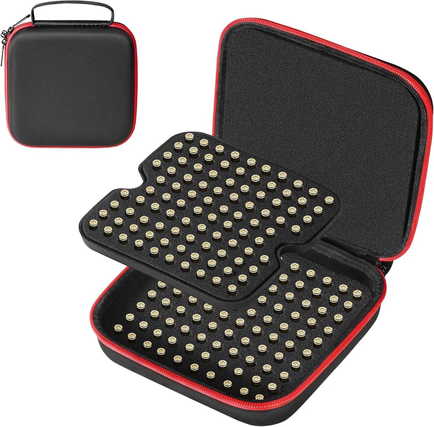 Risou 196 Round Ammo Storage Case.Portable Ammo Box Compatible with 9mm Luger, 9mm Parabllum, 9mm Makarov, 380 ACP .32 ACP .45 ACP, 30 Luger, 32 S&W(Case Only) (Red)