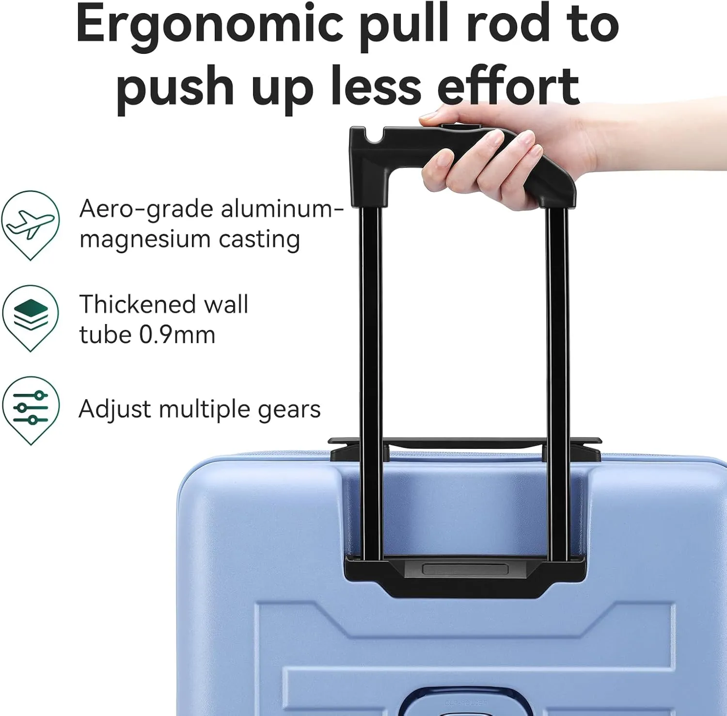 ROAMING 20 Inch Carry On Luggage Expandable TOP Opening Rolling Vacation Suitcase with Spinner Wheels and TSA Lock Cup Holder PC Hard Shell Travel Trolley Case for Shout Business Trips blue