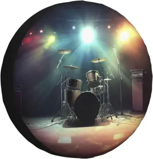 Rock Band Stage Tire Cover Outdoor Waterproof Snow Sun Rain Wheel Cover Portable Wheel Bags Camper Spare Tire Cover Universal Car Tire Protectors for Trailer RV SUV