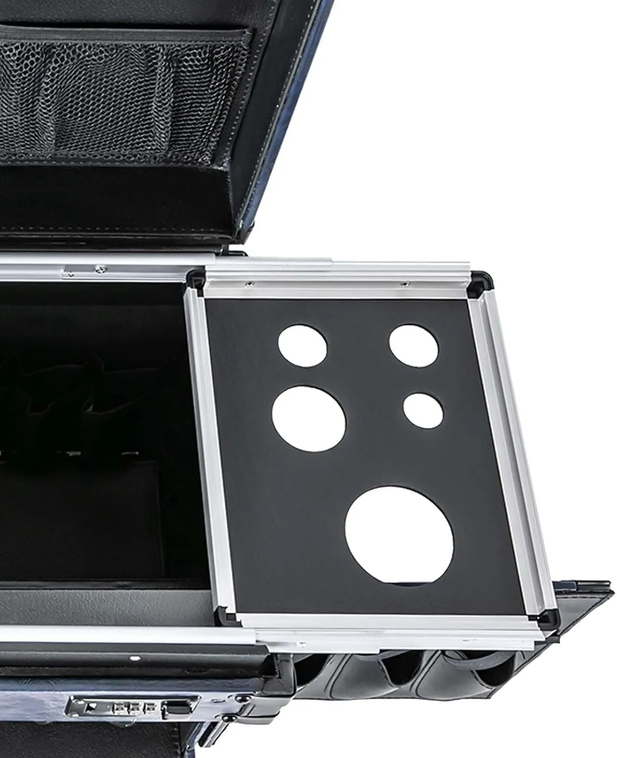 Rolling Lockable Makeup Train Case,Rolling Cosmetic Case, Hairdressing Rolling Case, for Professional Makeup Artists, Hairstylists, Nail Artists, Beauticians (Blue)