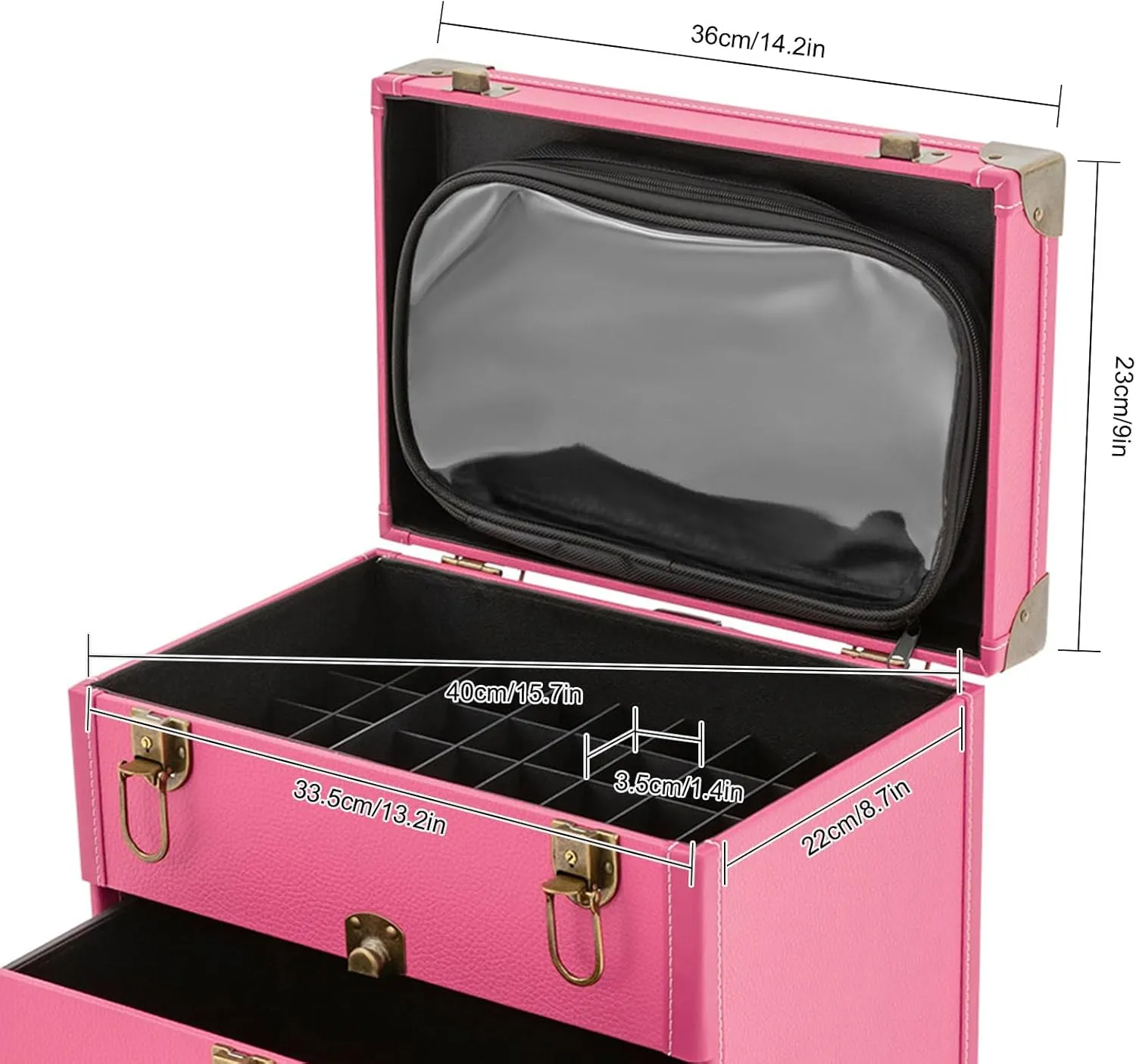 Rolling Makeup Case with Drawers&4 Wheel, Cosmetic Case Trolley, Make Up Suitcase Cosmetic Trolley, Portable Multifunction Makeup Suitcase, Jewelry Travel Cosmetic Train Case (Rose Bronze Color)