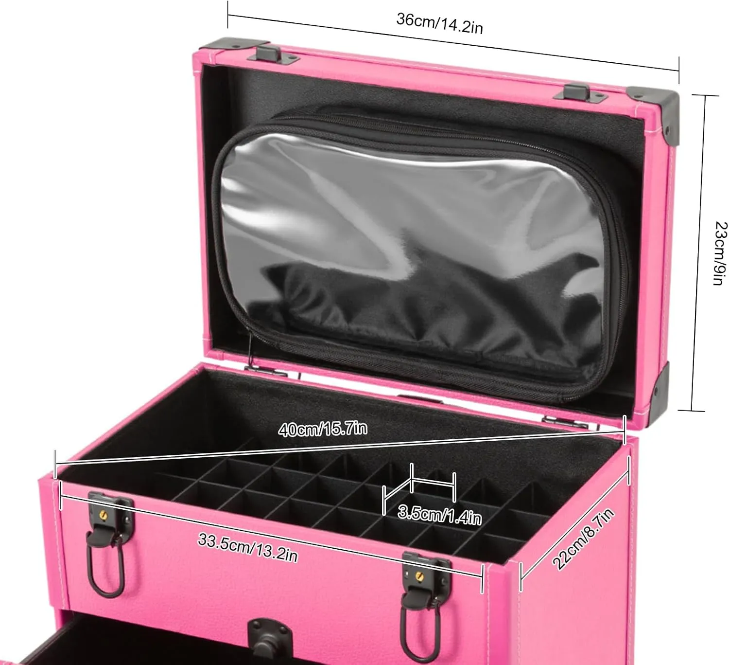 Rolling Makeup Case with Drawers&4 Wheel, Cosmetic Case Trolley, Make Up Suitcase Cosmetic Trolley, Portable Multifunction Makeup Suitcase, Jewelry Travel Cosmetic Train Case (Rose Red)