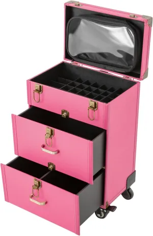 Rolling Makeup Case,3 Layers Makeup Case on Wheels,Makeup Artist Travel Case with 4 Universal Wheels,88.2Lbs Weight Bearing Capacity,for Manicurist Makeup Artist(Copper Lock Rose)
