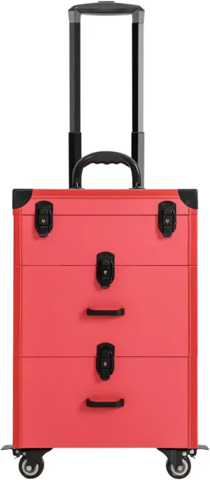 Rolling Makeup Trolley Case, Nail Polish Organizer, Jewelry Travel Cosmetic Case with Drawer