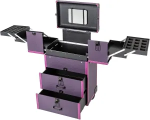 Rolling Makeups Train Case Trolley Lockable Portable Cosmetic Storage Organizer