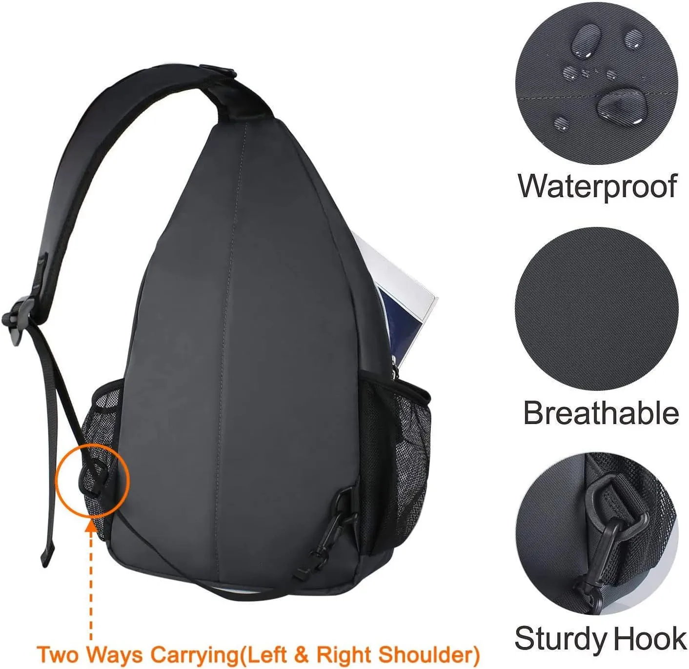 Rope Sling Backpack (Up to 13 Inch), Multipurpose Crossbody Chest One Shoulder Outdoor Travel Hiking Daypack