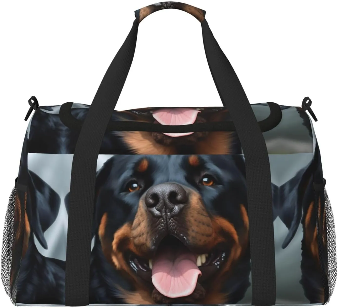 Rottweiler Dogs Tongue Head Travel Duffel Bag Lightweight Waterproof Carry On Tote Bag Foldable Weekender Overnight Bags Sport Gym Bag For Women Men