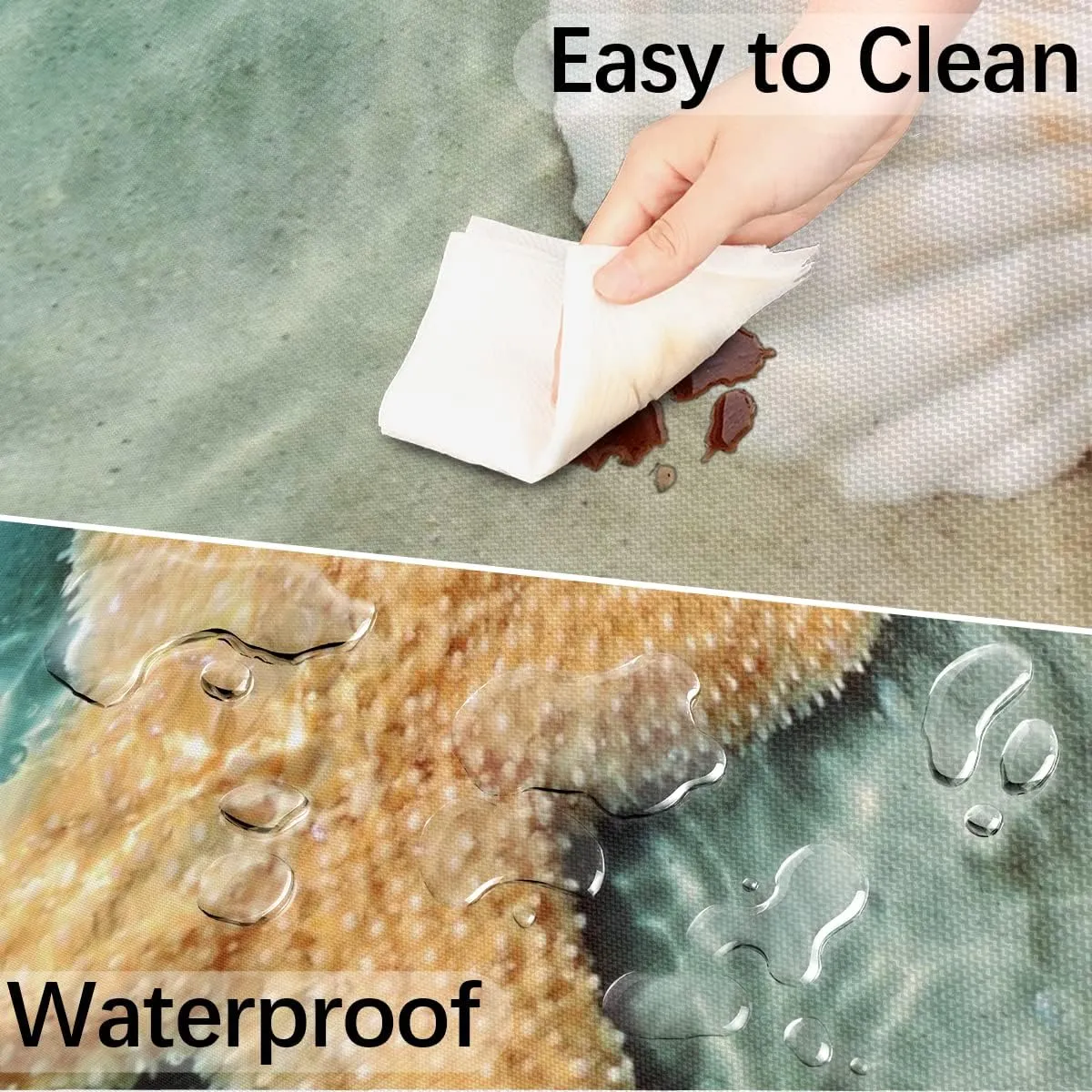 Round Fitted Tablecloth with Umbrella Hole Ocean Starfish Seashell Outdoor Tablecloth Waterproof Umbrella Table Cloth Zippered Tablecloth 36"-44" Round Elastic Table Cover for Patio