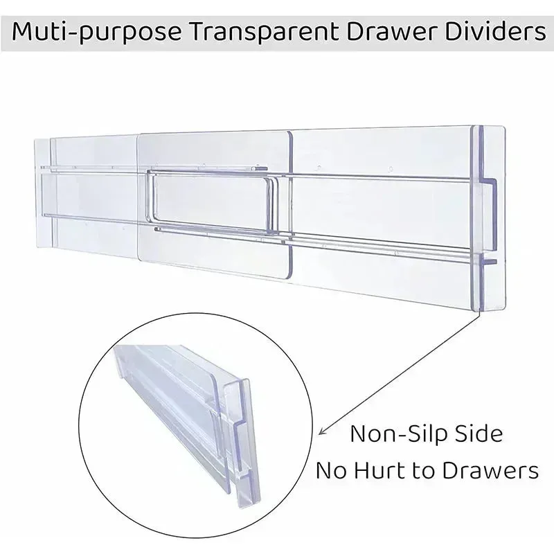 Royelux Adjustable Drawer Dividers – Expandable Clear Organizers for Kitchen & Home