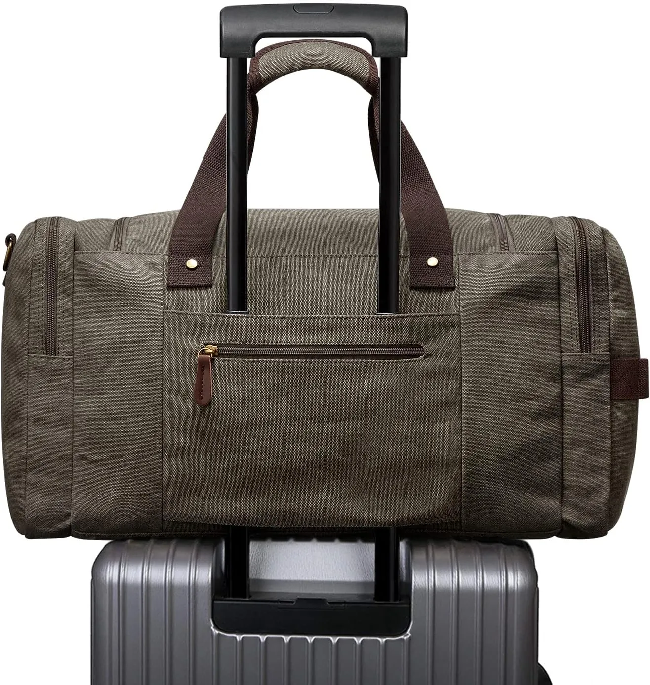 S-ZONE Canvas Duffel Bag Travel Weekend Overnight Bag with Shoes CompartMen and Woment for Men and Women'' }