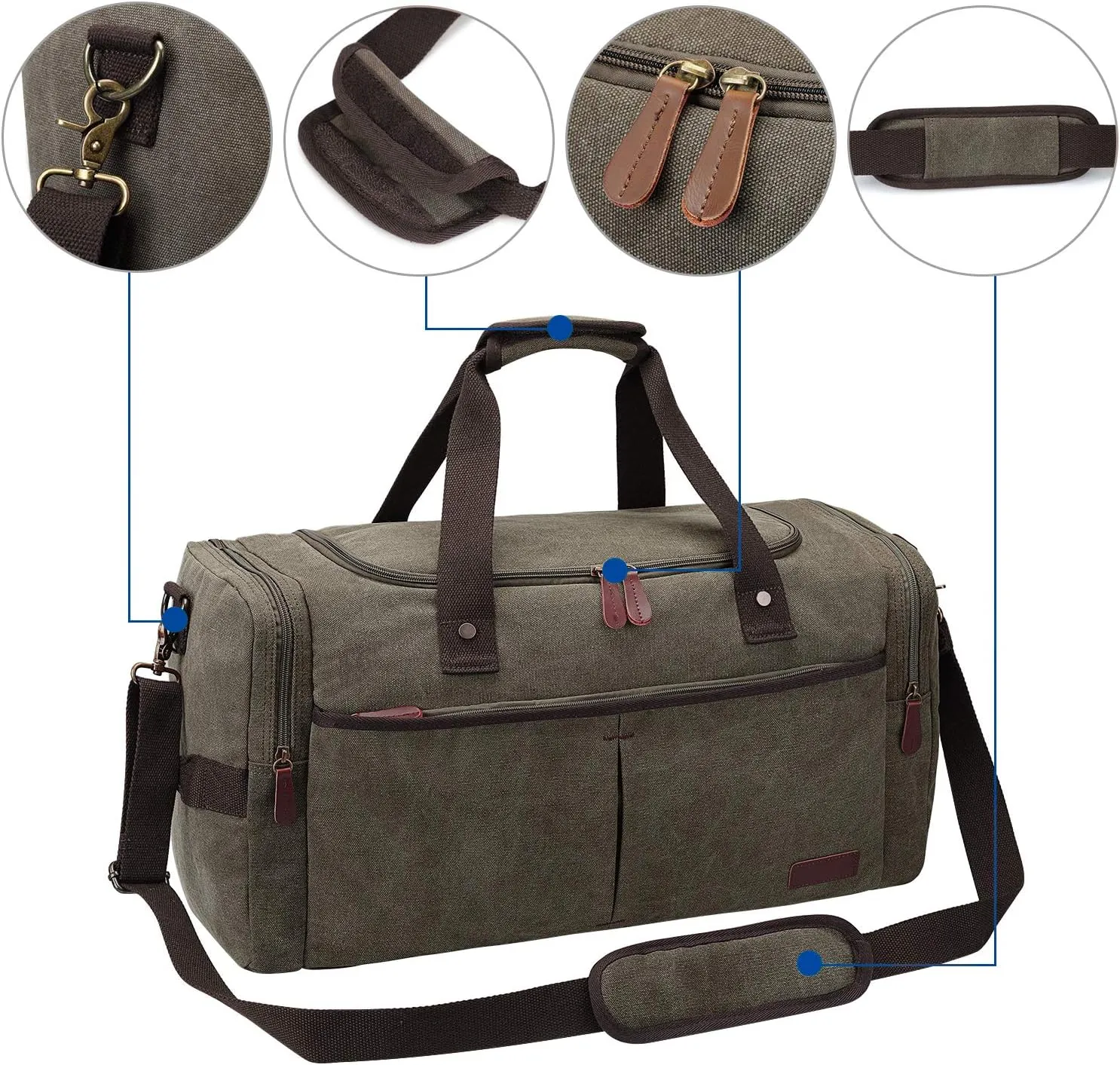 S-ZONE Canvas Duffel Bag Travel Weekend Overnight Bag with Shoes CompartMen and Woment for Men and Women'' }