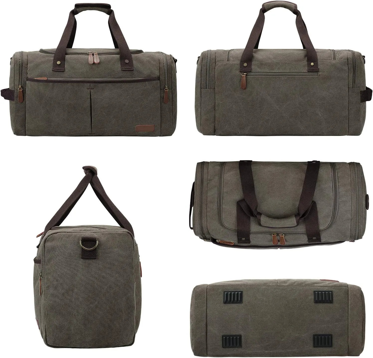 S-ZONE Canvas Duffel Bag Travel Weekend Overnight Bag with Shoes CompartMen and Woment for Men and Women'' }