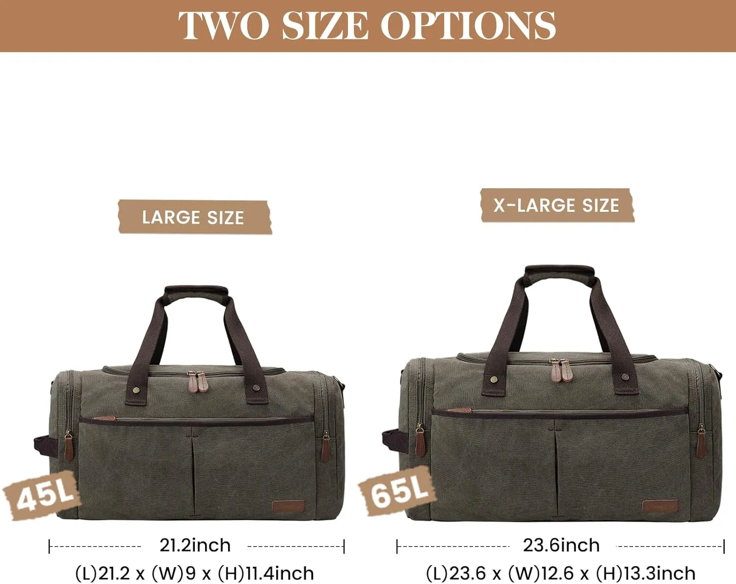 S-ZONE Canvas Duffel Bag Travel Weekend Overnight Bag with Shoes CompartMen and Woment for Men and Women'' }
