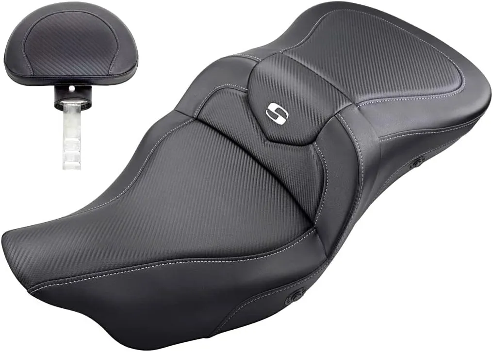 Saddlemen SADDLEMEN 0801-1192 808-07B-186BRHC Extended Reach Road Sofa Seat - Carbon Fiber - Backrest - Heated 08  TOURING MODELS BLACK CARBON FIBER
