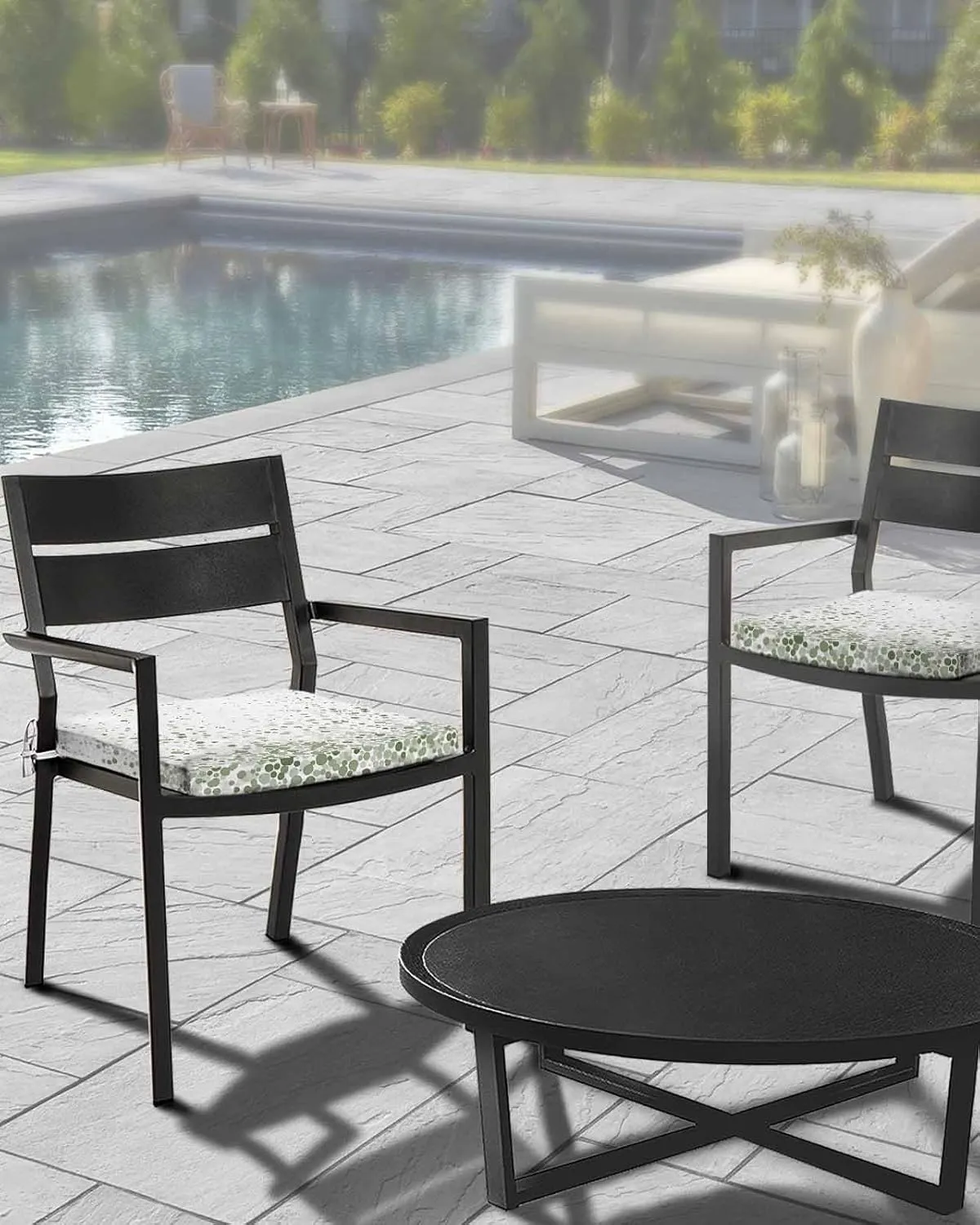 Sage Green Polka Dot Outdoor Cushion Chair Cover Set of 4 - Waterproof Couch Seat Covers, Abstract Modern Art Dots Watercolor Patio Furniture Protector Cushions Slipcovers for Sofa/RV, 20"x18"x4"