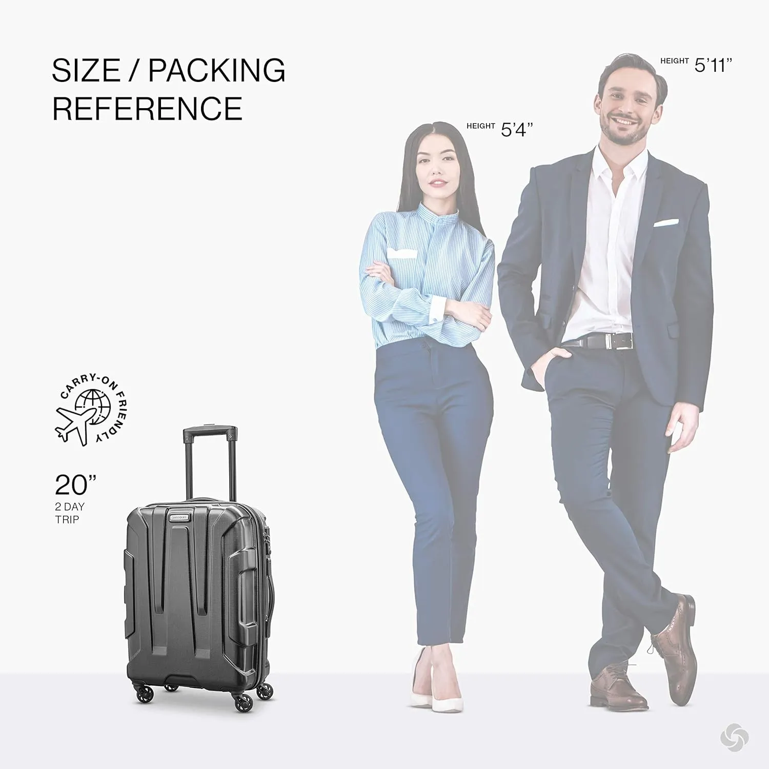 Samsonite Centric Hardside Expandable Luggage with Spinner Wheels, Black, Carry-On 20-Inch
