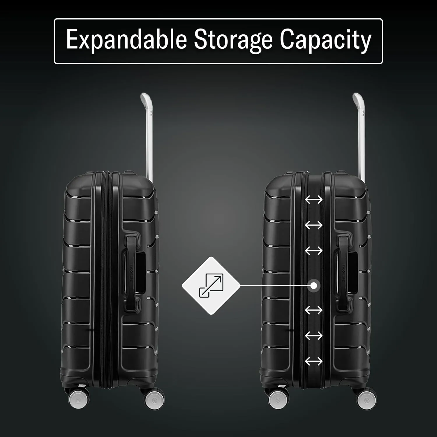 Samsonite Freeform Hardside Expandable with Double Spinner Wheels, Black, 2-Piece Set (21/28)