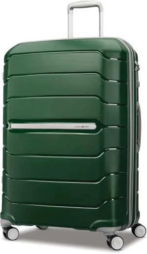 Samsonite Freeform Hardside Expandable with Double Spinner Wheels, Checked-Large 28-Inch, Pine Green