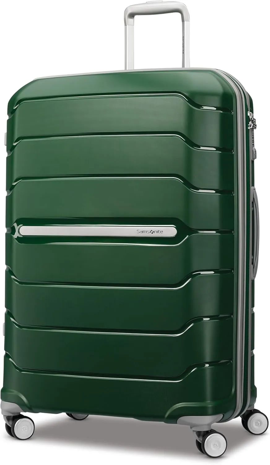 Samsonite Freeform Hardside Expandable with Double Spinner Wheels, Checked-Large 28-Inch, Pine Green