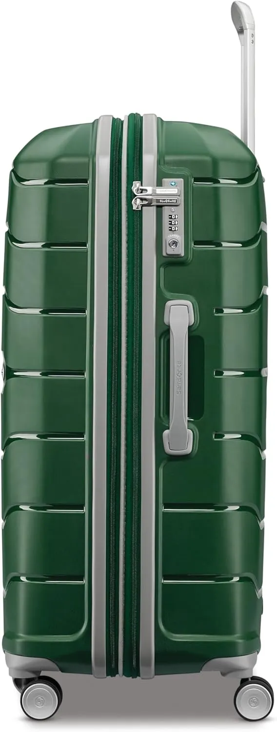 Samsonite Freeform Hardside Expandable with Double Spinner Wheels, Checked-Large 28-Inch, Pine Green