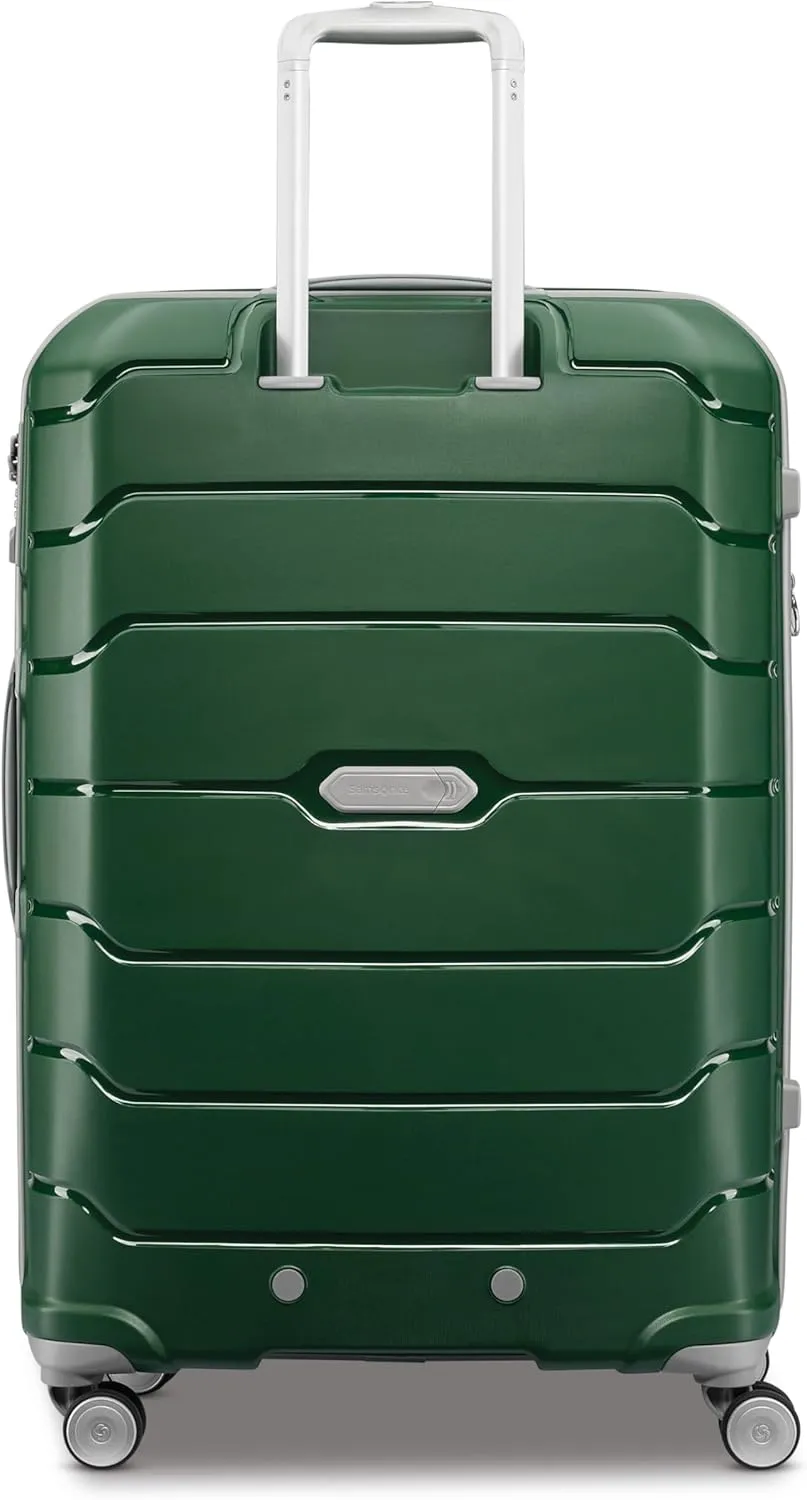 Samsonite Freeform Hardside Expandable with Double Spinner Wheels, Checked-Large 28-Inch, Pine Green