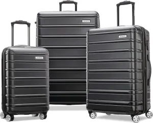 Samsonite Omni 2 Hardside Expandable Luggage with Spinner Wheels, 3-Piece Set (19/24/28), Midnight Black