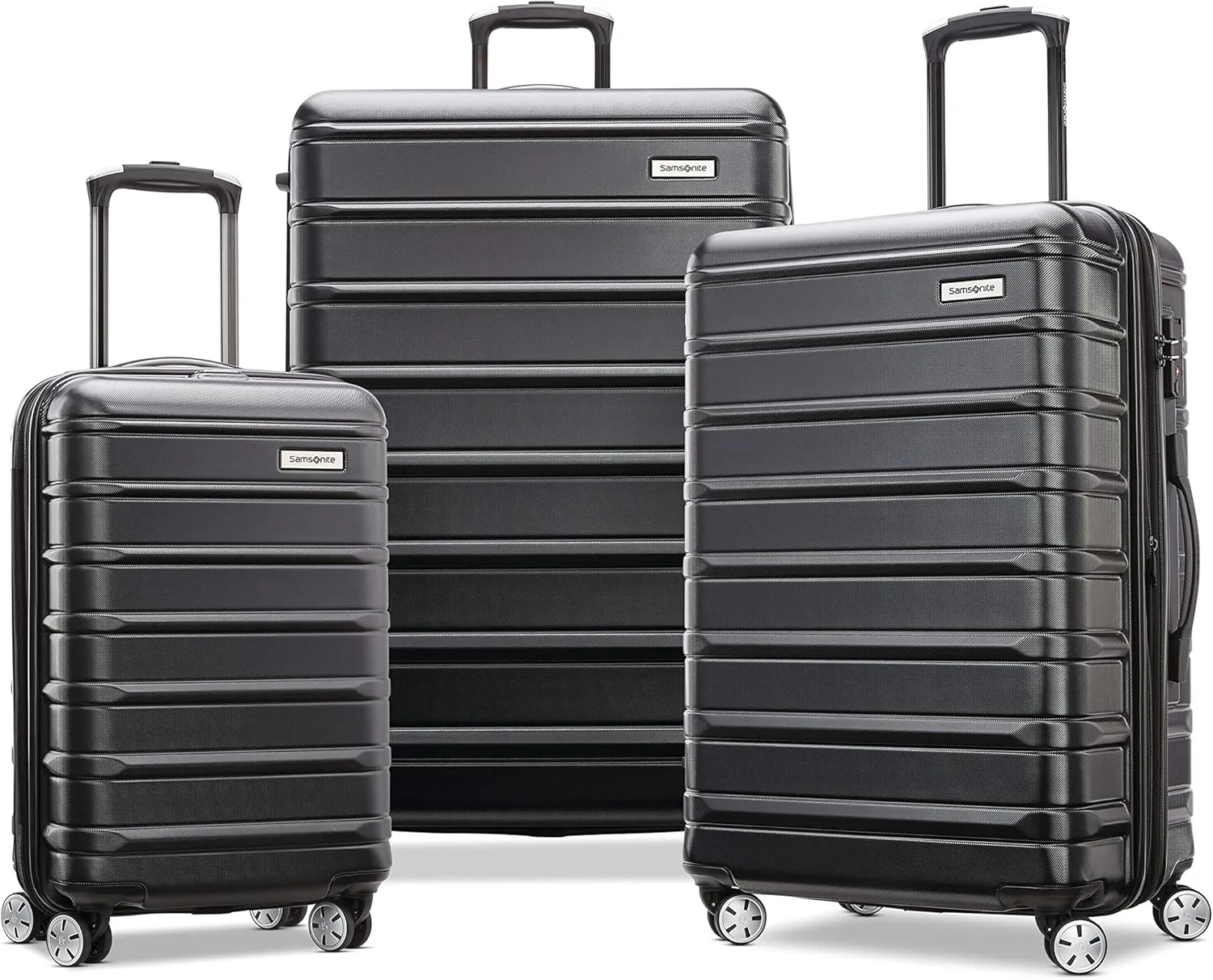 Samsonite Omni 2 Hardside Expandable Luggage with Spinner Wheels, 3-Piece Set (19/24/28), Midnight Black