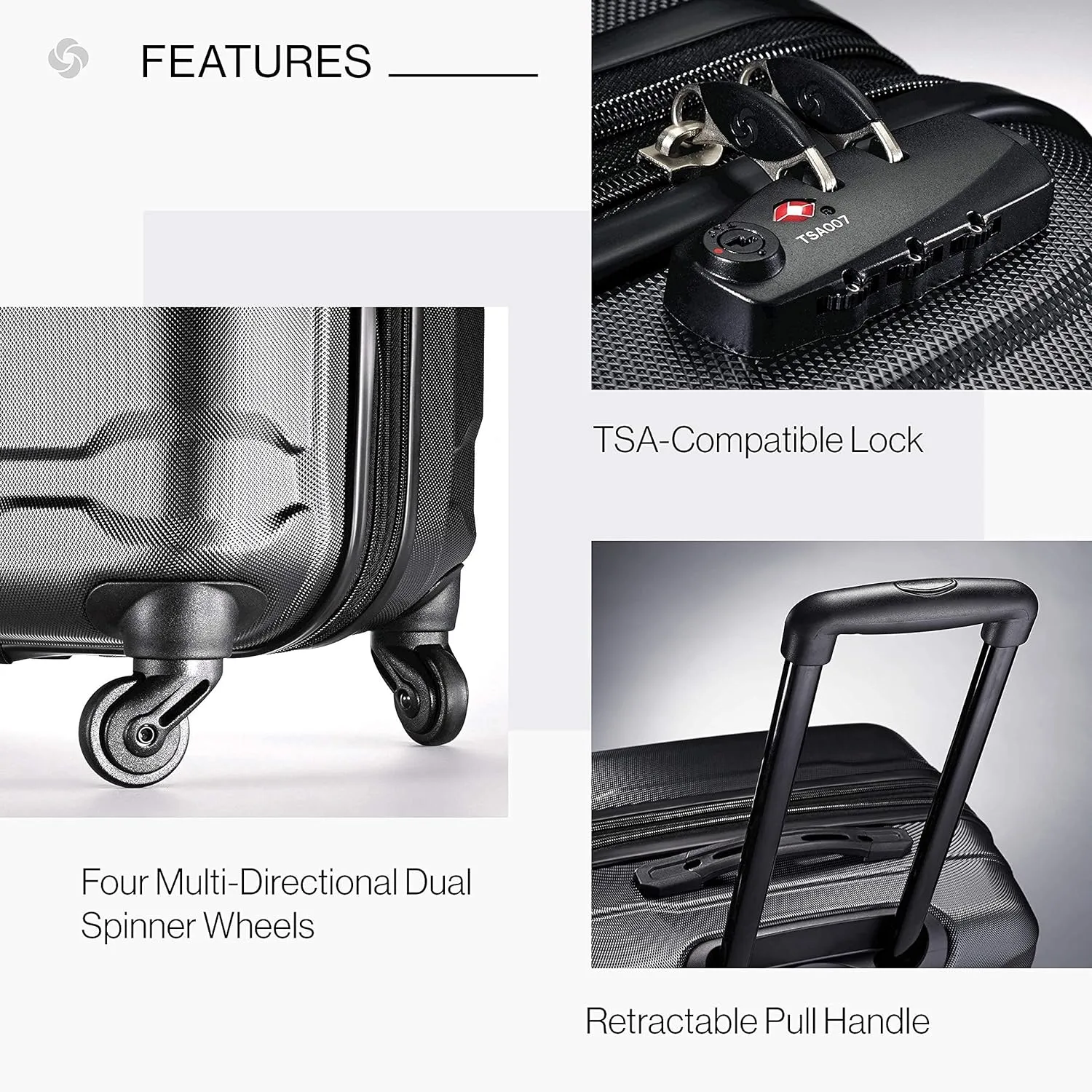 Samsonite Omni PC Hardside Expandable Luggage with Spinner Wheels, Black, 2-Piece Set (20/24)