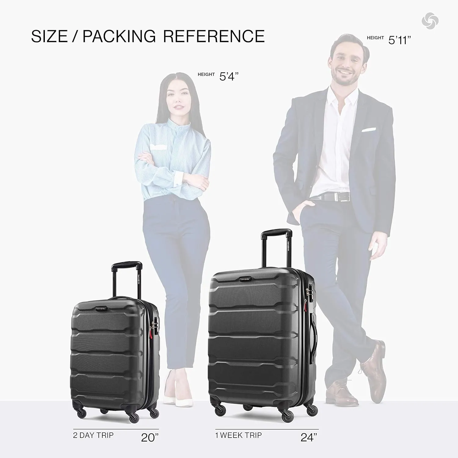 Samsonite Omni PC Hardside Expandable Luggage with Spinner Wheels, Black, 2-Piece Set (20/24)