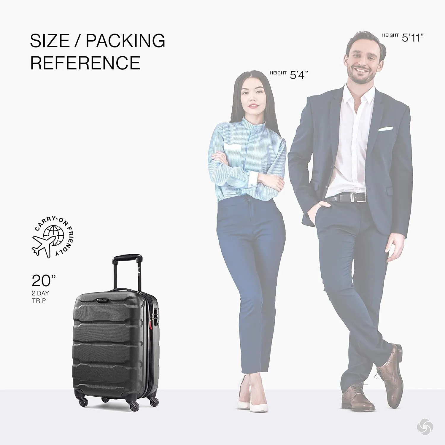 Samsonite Omni PC Hardside Expandable Luggage with Spinner Wheels, Black, Carry-On 20-Inch