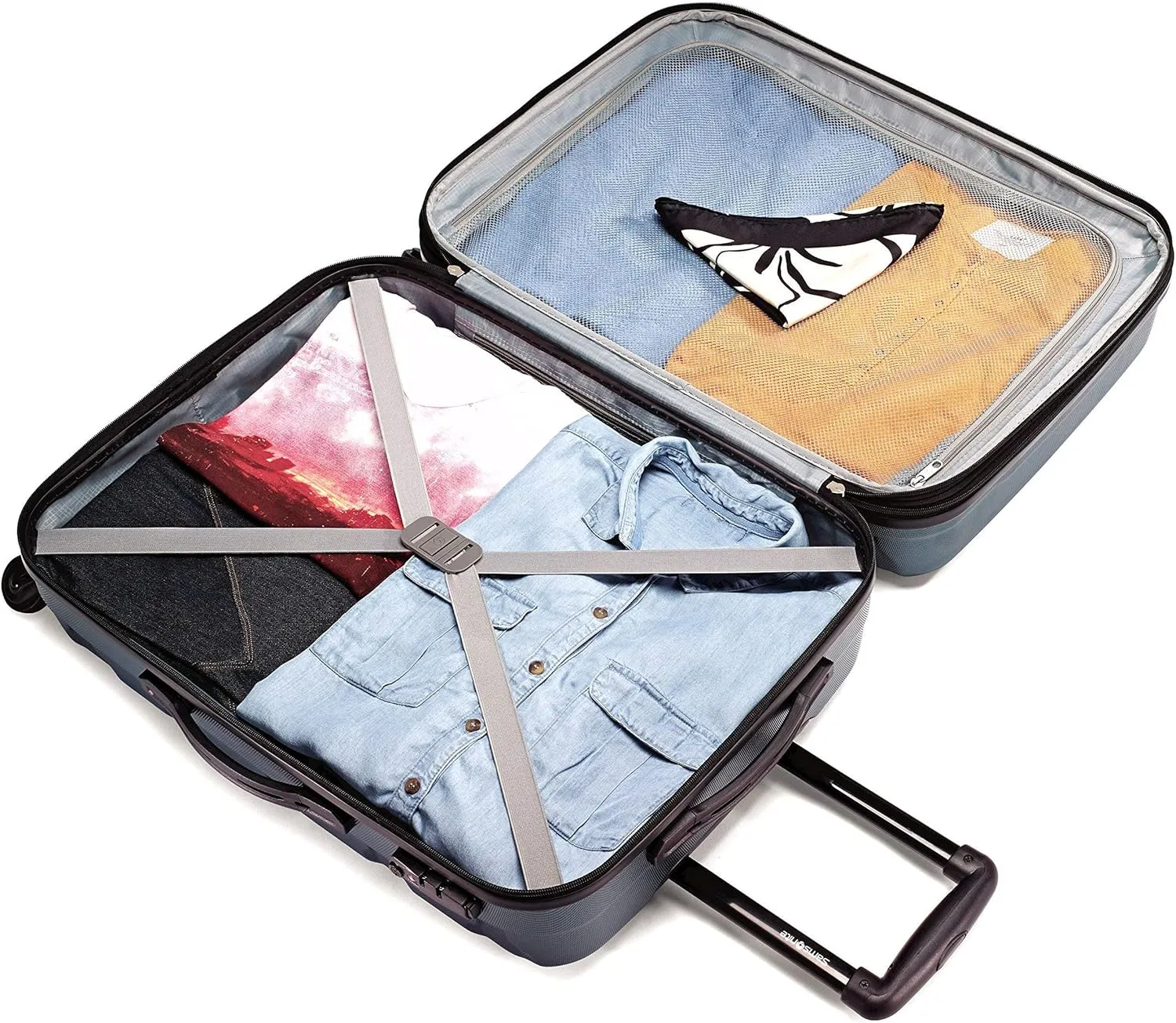 Samsonite Omni PC Hardside Expandable Luggage with Spinner Wheels, Navy, Carry-On 20-Inch