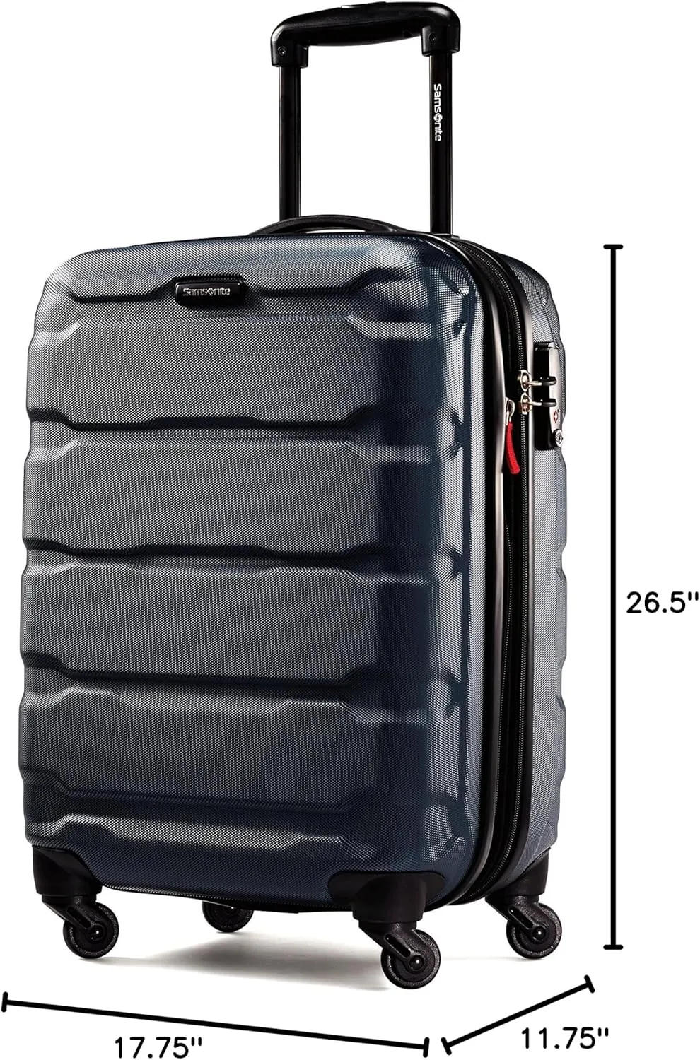 Samsonite Omni PC Hardside Expandable Luggage with Spinner Wheels, Navy, Checked-Medium 24-Inch