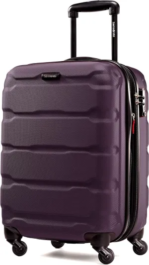 Samsonite Omni PC Hardside Expandable Luggage with Spinner Wheels, Purple, Checked-Large 28-Inch