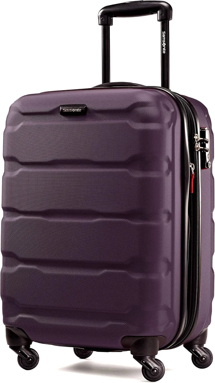 Samsonite Omni PC Hardside Expandable Luggage with Spinner Wheels, Purple, Checked-Large 28-Inch