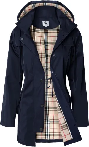 SaphiRose Women's Long Hooded Rain Jacket Outdoor Raincoat Windbreaker