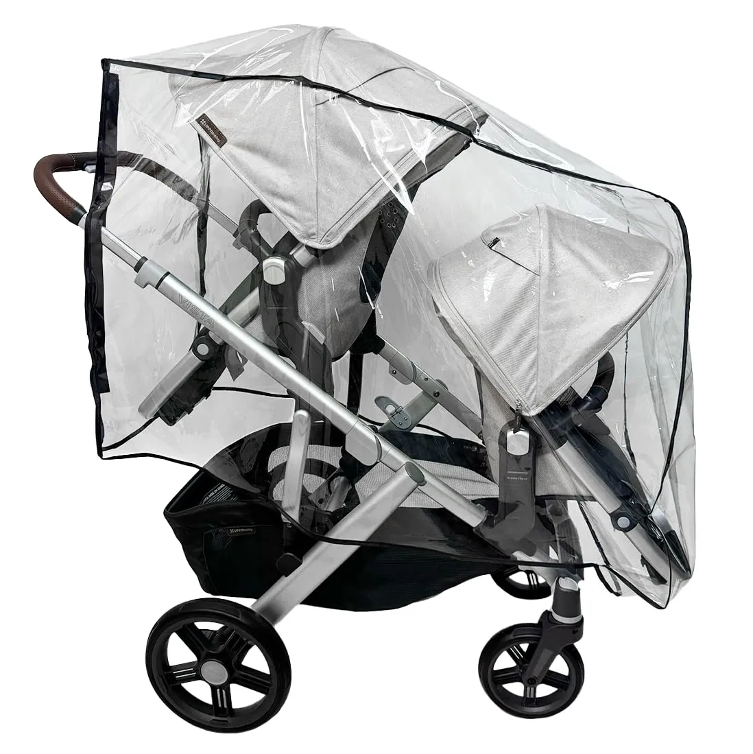 SASHA'S Rain and Wind Cover Made for UPPAbaby Vista V2/V3 Double Stroller System w/RumbleSeat - Clear, Ventilation Holes, Maximum Coverage, Made in USA (Stroller not Included)